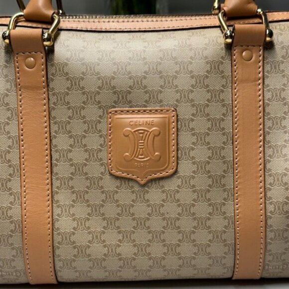 Celine Macadam Boston Bag Cream and Tan NWOT! + COA - Picture 2 of 16